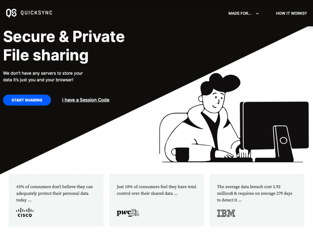 Quicksync.me security lovers landing page